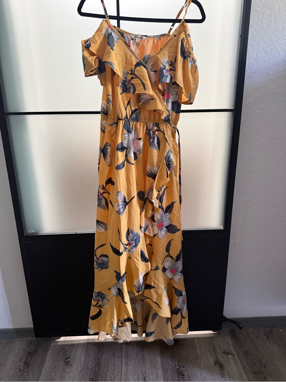 Blush Yellow Floral Off-Shoulder Maxi Dress